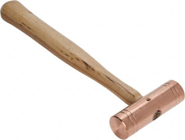 Made in USA - 1-1/2 Lb Head 1-1/4" Face Copper Nonmarring Hammer - 12" OAL, Wood Handle - A1 Tooling