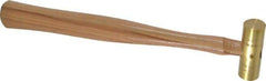 Made in USA - 1/4 Lb Head 3/4" Face Brass Nonmarring Hammer - 10-1/2" OAL, Wood Handle - A1 Tooling