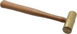 Made in USA - 1-1/2 Lb Head 1-1/4" Face Brass Nonmarring Hammer - 12" OAL, Wood Handle - A1 Tooling