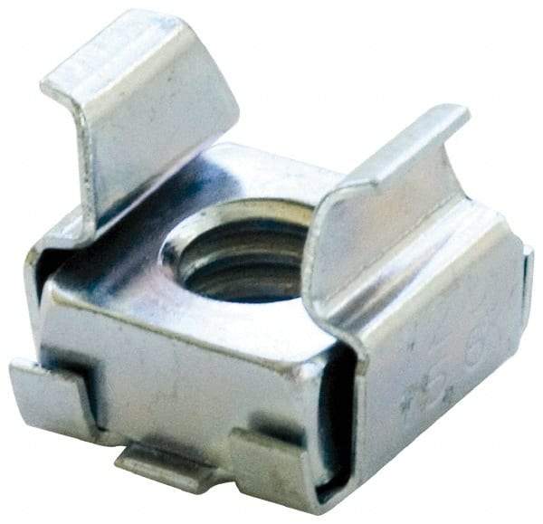 Made in USA - 3/8-16 Screw, 0.093 to 1/8" Thick, Spring Steel Cage Nut - Zinc-Plated Finish - A1 Tooling