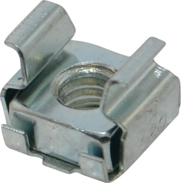 Made in USA - 1/4-20 Screw, 0.093 to 1/8" Thick, Spring Steel Cage Nut - Zinc-Plated Finish - A1 Tooling