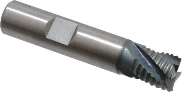 Hertel - 1/2" Diam, Coarse Pitch, 1/2" LOC, 4 Flute Cobalt Roughing Square End Mill - TiCN Finish, 2-1/2" OAL, 1/2" Shank Diam, Single End, Centercutting, 30° Helix - A1 Tooling