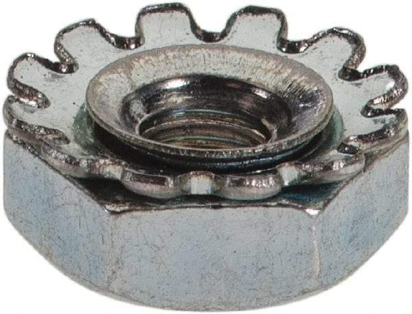 Value Collection - #5-40, Zinc Plated, Steel Hex Nut with External Tooth Washer - 1/4" Washer Diam, 1/4" Width Across Flats - A1 Tooling