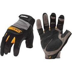 ironCLAD - Size L (9) Synthetic Leather Work Gloves - For Mechanic's & Lifting, Uncoated, Hook & Loop Cuff, Fingerless, Black, Paired - A1 Tooling