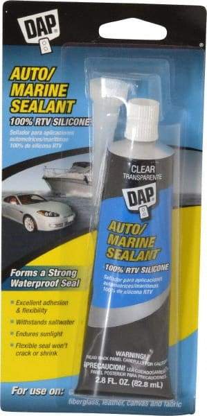 DAP - 2.8 oz Tube Clear RTV Silicone Joint Sealant - -40 to 400°F Operating Temp, 10 to 20 min Tack Free Dry Time, 24 hr Full Cure Time - A1 Tooling