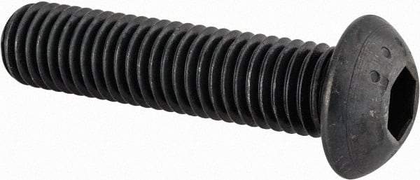 Made in USA - M12x1.75 Metric Coarse Hex Socket Drive, Button Screw - Alloy Steel, Black Oxide Finish, Fully Threaded, 50mm Length Under Head - A1 Tooling