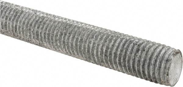 Made in USA - 7/8-9 UNC (Coarse), 6' Long, Low Carbon Steel Threaded Rod - Hot-Dipped Galvanized Finish, Right Hand Thread - A1 Tooling