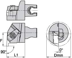 Kennametal - Insert Style NG 3R, 30mm Head Length, Left Hand Cut, Internal Modular Threading Cutting Unit Head - System Size KM3225, 22mm Center to Cutting Edge, Series Top Notch - A1 Tooling