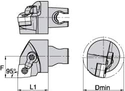 Kennametal - Left Hand Cut, Size KM3225, CN.. Insert Compatiblity, Internal Modular Turning & Profiling Cutting Unit Head - 22mm Ctr to Cutting Edge, 30mm Head Length, Through Coolant, Series Kenloc - A1 Tooling