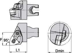 Kennametal - Right Hand Cut, Size KM3225, WN.. Insert Compatiblity, Internal Modular Turning & Profiling Cutting Unit Head - 22mm Ctr to Cutting Edge, 30mm Head Length, Through Coolant, Series Kenloc - A1 Tooling