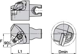 Kennametal - Insert Style LT 16NL, 30mm Head Length, Left Hand Cut, Internal Modular Threading Cutting Unit Head - System Size KM3225, 22mm Center to Cutting Edge, Series LT Threading - A1 Tooling