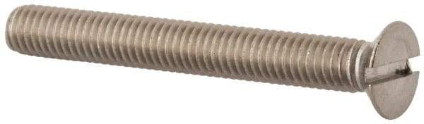 Value Collection - M6x1.00 Metric Coarse, 50mm OAL Slotted Drive Machine Screw - Flat Head, Grade 316 & A4 Stainless Steel, Uncoated, Without Washer - A1 Tooling