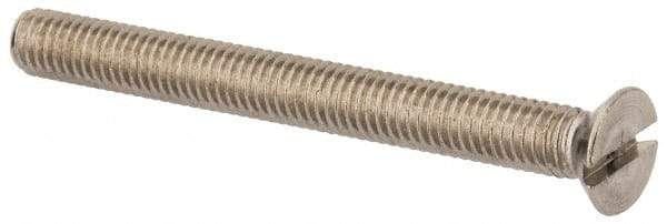 Value Collection - M6x1.00 Metric Coarse, 60mm OAL Slotted Drive Machine Screw - Flat Head, Grade 316 & A4 Stainless Steel, Uncoated, Without Washer - A1 Tooling