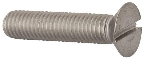 Value Collection - M10x1.50 Metric Coarse, 45mm OAL Slotted Drive Machine Screw - Flat Head, Grade 316 & A4 Stainless Steel, Uncoated, Without Washer - A1 Tooling