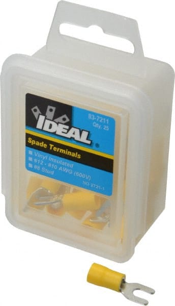 Ideal - #8 Stud, 12 to 10 AWG Compatible, Partially Insulated, Crimp Connection, Standard Fork Terminal - A1 Tooling