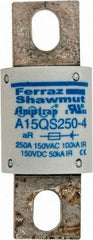 Ferraz Shawmut - 150 VAC/VDC, 250 Amp, Fast-Acting Semiconductor/High Speed Fuse - Bolt-on Mount, 2-21/32" OAL, 100 at AC, 50 at DC kA Rating, 1-1/8" Diam - A1 Tooling