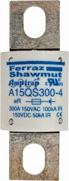 Ferraz Shawmut - 150 VAC/VDC, 300 Amp, Fast-Acting Semiconductor/High Speed Fuse - Bolt-on Mount, 2-21/32" OAL, 100 at AC, 50 at DC kA Rating, 1-1/8" Diam - A1 Tooling