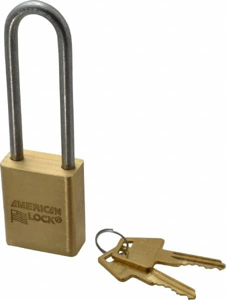 American Lock - 3/4" Shackle Clearance, Keyed Different Padlock - 1/4" Shackle Diam, Steel - A1 Tooling