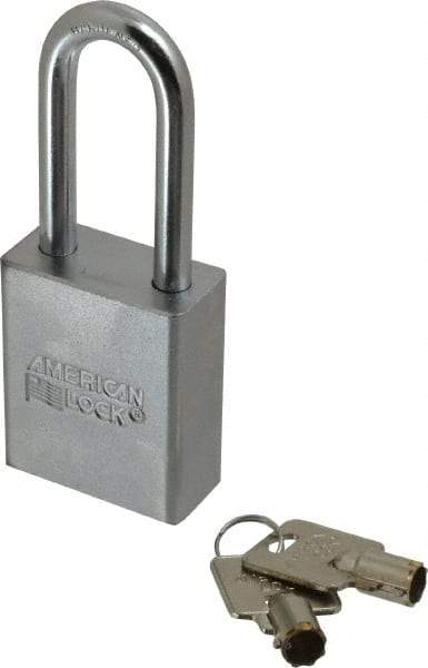 American Lock - 3/4" Shackle Clearance, Keyed Different Tubular Padlock - 5/16" Shackle Diam, Steel - A1 Tooling