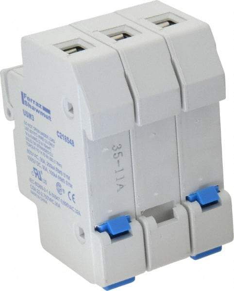 Ferraz Shawmut - 3 Pole, 1000 VDC and 800 VAC, 30 Amp, DIN Rail Mount Fuse Holder - Compatible with CC Class, 1-1/2 Inch Long x 2.07 Inch Wide and 13/32 Inch Diameter Fuse - A1 Tooling