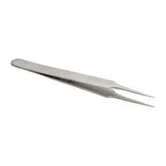 Value Collection - 4-3/4" OAL 2A-SS Precision Tweezers - Rounded Flat Tip with Tapered Edge - A1 Tooling