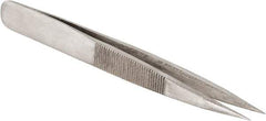 Value Collection - 4-3/8" OAL AC-SS Precision Tweezers - Heavy Tip with Serrated Shank - A1 Tooling