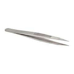 Value Collection - 4-3/4" OAL OOD-SS Precision Tweezers - Very Strong with Serrated Body, Heavy Tip - A1 Tooling