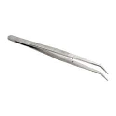 Value Collection - 5-7/8" OAL Stainless Steel Assembly Tweezers - Bent Point with Serrated Shank & Tip - A1 Tooling