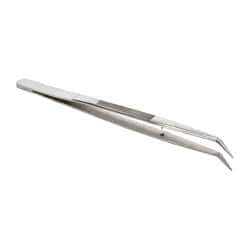 Value Collection - 5-7/8" OAL Stainless Steel Assembly Tweezers - Bent Point with Serrated Shank, Smooth Tip - A1 Tooling