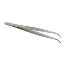 Value Collection - 4-11/32" OAL Stainless Steel Assembly Tweezers - Short Bent Point, Serrated Body/Edge - A1 Tooling