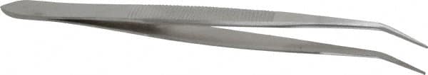 Value Collection - 4-11/32" OAL Assembly Tweezers - Short Bent Point, Serrated Body/Edge - A1 Tooling