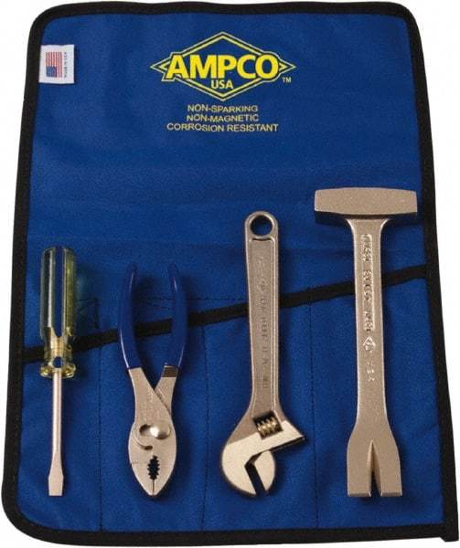 Ampco - 4 Piece Nonsparking Tool Set - Comes in Roll Up Pouch - A1 Tooling