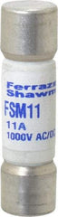 Ferraz Shawmut - 1,000 VAC/VDC, 11 Amp, Fast-Acting Multimeter Fuse - 38mm OAL, 20 at AC/DC kA Rating, 10.3mm Diam - A1 Tooling