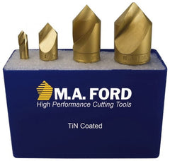 M.A. Ford - 4 Piece, 1/4 to 1" Head Diam, 60° Included Angle, Single End Countersink Set - A1 Tooling