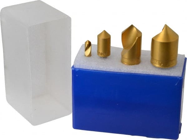 M.A. Ford - 4 Piece, 1/4 to 1" Head Diam, 90° Included Angle, Single End Countersink Set - A1 Tooling