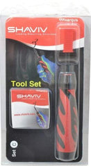 Shaviv - 4 Piece, High Speed Steel Blade, Back Hole Chamfer, Hand Deburring Tool Set - C Blade Holder, For Flat Surface, Hole Edge, Hole Inner Surface, Straight Edge - A1 Tooling