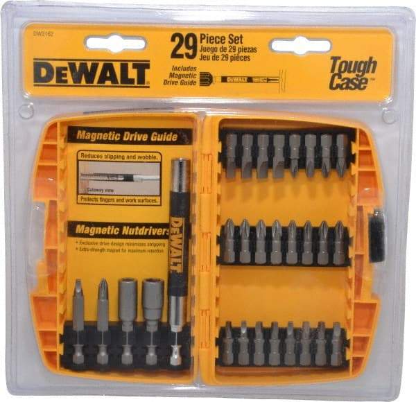 DeWALT - 29 Piece, Screwdriver Bit Set - #1, #2 & #3 Phillips, #1, #2 & #3 Square Recess, #6, #8 & #10 Slotted - A1 Tooling