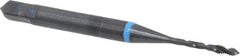 Emuge - #0-80 UNF 2 Flute 3B Modified Bottoming Spiral Flute Tap - Cobalt, Oxide Finish, 1.626" OAL, Right Hand Flute, Right Hand Thread, Series Enorm-VA - Exact Industrial Supply