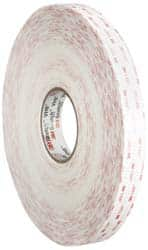 3M - 1" x 36 Yd Acrylic Adhesive Double Sided Tape - 45 mil Thick, White, Acrylic Foam Liner, Continuous Roll, Series 4950 - A1 Tooling