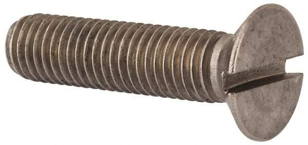 Value Collection - M12x1.75 Metric Coarse, 50mm OAL Slotted Drive Machine Screw - Flat Head, Grade 316 & A4 Stainless Steel, Uncoated, Without Washer - A1 Tooling