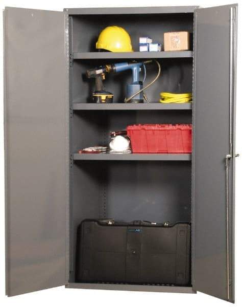 Durham - 3 Shelf Locking Storage Cabinet - Steel, 36" Wide x 18" Deep x 60" High, Beige - A1 Tooling