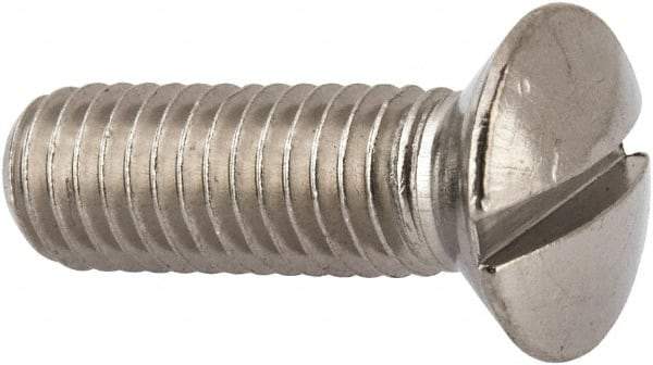 Value Collection - M8x1.25 Metric Coarse, 25mm OAL Slotted Drive Machine Screw - Oval Head, Grade 316 & A4 Stainless Steel, Uncoated, Without Washer - A1 Tooling