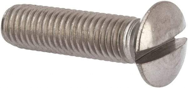 Value Collection - M10x1.50 Metric Coarse, 40mm OAL Slotted Drive Machine Screw - Oval Head, Grade 316 & A4 Stainless Steel, Uncoated, Without Washer - A1 Tooling