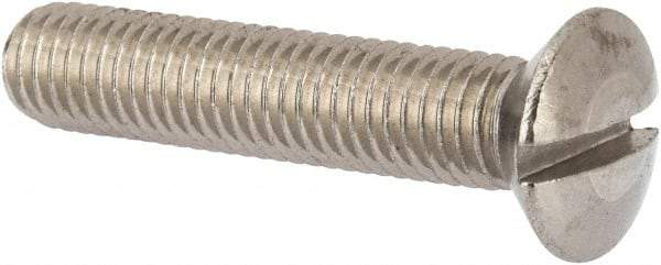 Value Collection - M10x1.50 Metric Coarse, 50mm OAL Slotted Drive Machine Screw - Oval Head, Grade 316 & A4 Stainless Steel, Uncoated, Without Washer - A1 Tooling