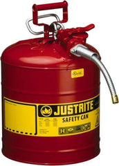 Justrite - 5 Gal Galvanized Steel Type II Safety Can - 17-1/2" High x 11-3/4" Diam, Red with Yellow - A1 Tooling