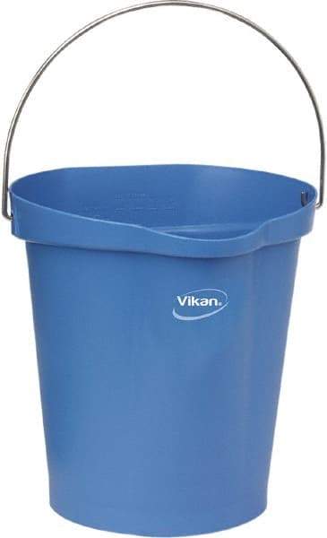 Vikan - 3 Gal, Polypropylene Round Blue Single Pail with Pour Spout - Handle Included - A1 Tooling