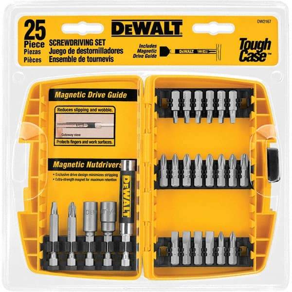 DeWALT - 25 Piece, Screwdriver Bit Set - SQ1, SQ2, SQ3, 1/4" Drive - A1 Tooling