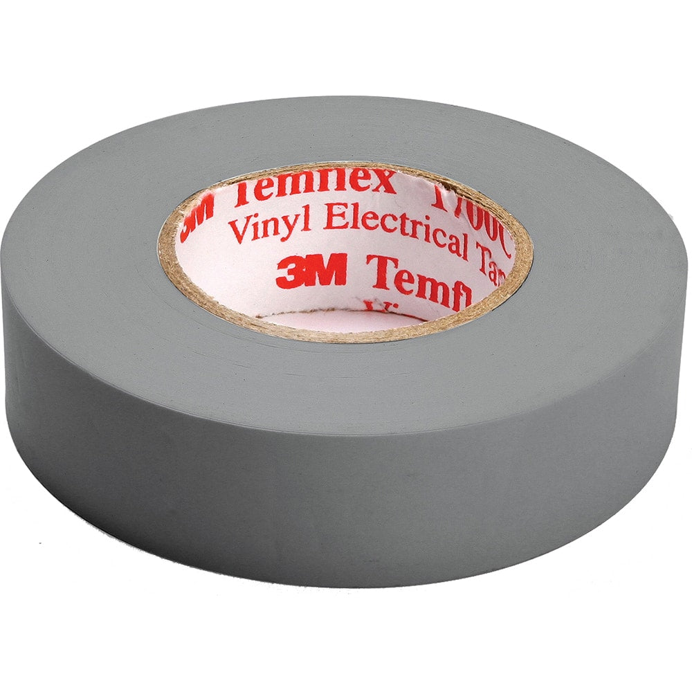 3M - Electrical Tape; Width (Inch): 3/4 ; Length Range: 48" and Longer ; Color: Gray ; Material Type: Vinyl ; Length (Feet): 66 ; Thickness (mil): 7 - Exact Industrial Supply