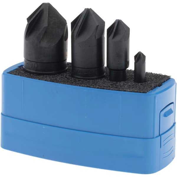 M.A. Ford - 4 Piece, 1/4 to 1" Head Diam, 90° Included Angle, Single End Countersink Set - A1 Tooling