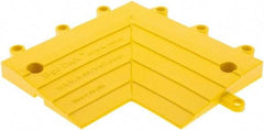 Wearwell - 0.75' Long x 0.5' Wide x 7/8" Thick, Anti-Fatigue Modular Matting Corner Ramp Edge - Male, 2 Interlocking Sides, Yellow, For Dry & Wet Areas, Series 564 - A1 Tooling